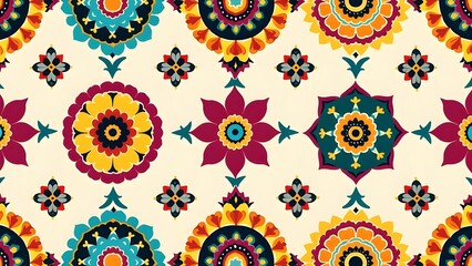 Fototapeta premium Radiant Paisley Pattern Indian Folk Art in Fuchsia and Teal