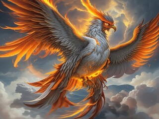 Fototapeta premium illustration of a red and yellow macaw illustration of an abstract bird heart with wings red and yellow bird red and yellow macaw bird of paradise 