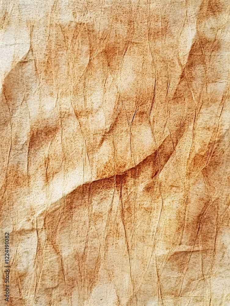 Poster rustic brown crumpled paper texture background with natural folds : generative ai