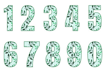 Set of numbers from zero to nine. Collection of numbers isolated on a white background. Vector illustration.