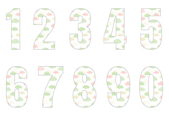 Naklejka premium Set of numbers from zero to nine. Collection of numbers isolated on a white background. Vector illustration.