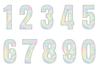 Set of numbers from zero to nine. Collection of numbers isolated on a white background. Vector illustration.
