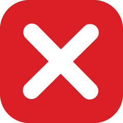 Obraz premium flat Red cross sign icon. Wrong mark. Red cross X symbol. Red grunge X icon. Cross brush sign isolated on white background.