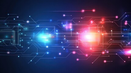 Obraz premium Abstract Digital Technology Circuit Board Background: Futuristic Network Connection Concept