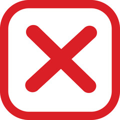 line Red cross sign icon. Wrong mark. Red cross X symbol. Red grunge X icon. Cross brush sign isolated on white background.