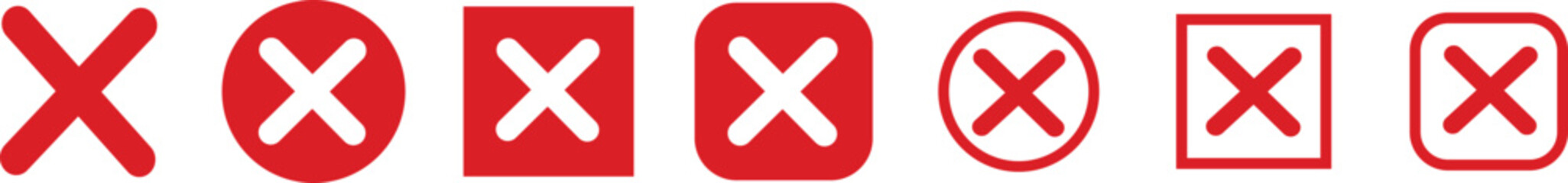 Obraz premium set of Red cross sign icon. Wrong mark collection. Red cross X symbol. Red grunge X icon. Cross brush sign 