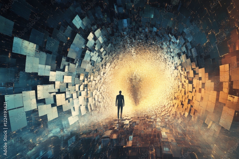 Poster embark on a journey through the depths of mind in a surreal tunnel of light and shadow