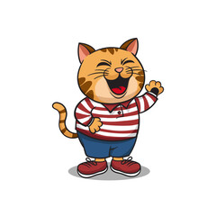 Vector cute cat is laughing, wearing clothes and shoes. cartoon vector