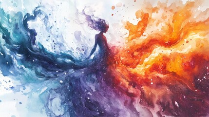 Fototapeta premium Fluid Abstract Art with Blue and Orange Swirls and Movement