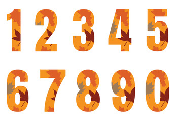 Set of numbers from zero to nine. Collection of numbers isolated on a white background. Vector illustration.