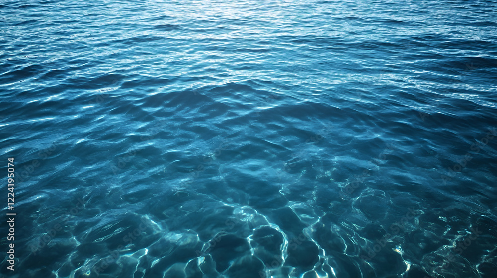 Poster calm blue ocean water surface with reflections and sunlight patterns : generative ai