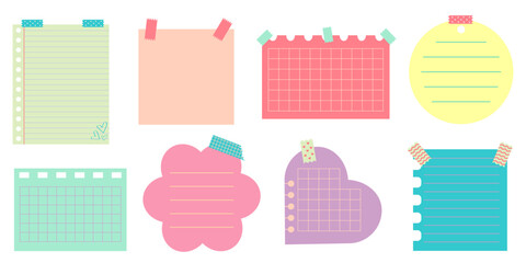 Paper stickers for notes. Striped notes, blank notebooks.