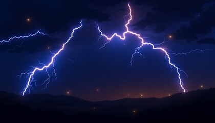 Naklejka premium Majestic Night Storm: A Breathtaking Display of Nature's Power