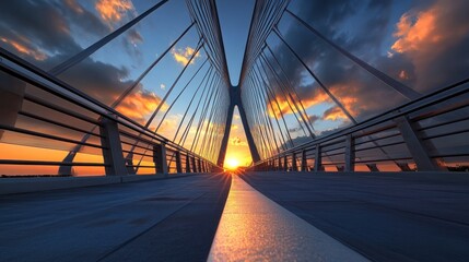 Obraz premium Sunset Bridge Highway Dramatic Sky Travel