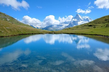 Fototapeta premium Serene Alpine Lake Reflecting Majestic Mountain Peak