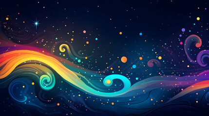 Obraz premium Vibrant wave pattern glowing in glittering curves abstract art digital design colorful background artistic viewpoint