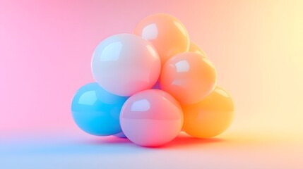 Bright Balloons in Minimalist Harmony, Evoking Joy and Simplicity