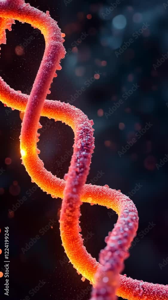 Poster vibrant twisted structure illuminated against a dark background showcasing intricate details and col
