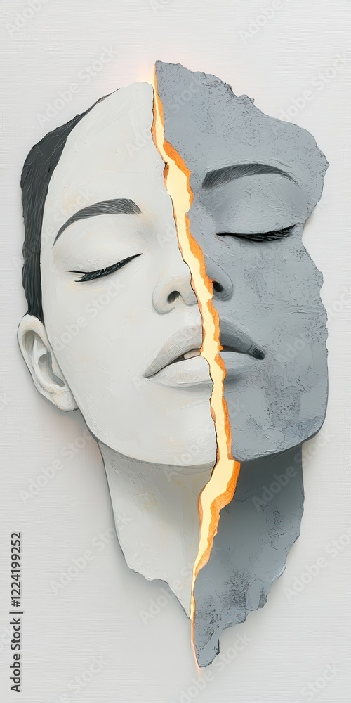 Poster mixed media artwork display art gallery sculpture modern environment front view depth highlighting e