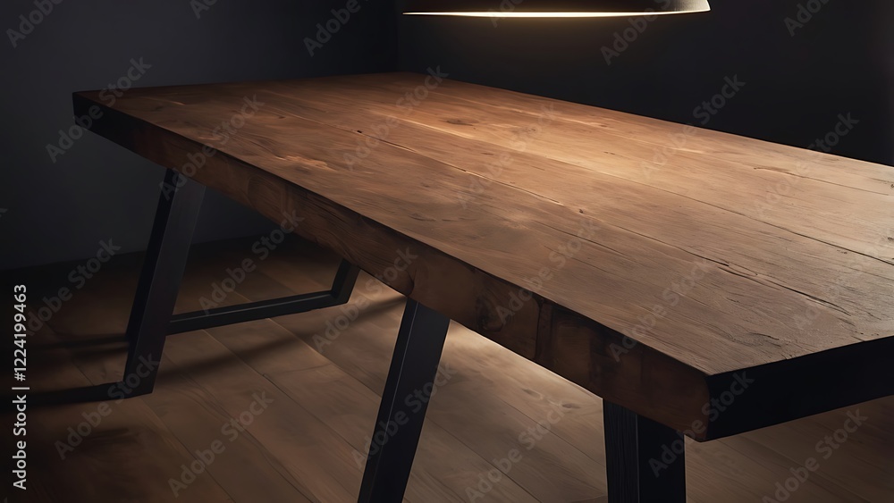 Poster rustic, wooden table surface with a circular layout composed of several wide, uneven planks, each sh