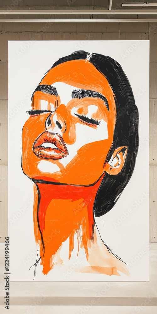 Poster mixed media artwork highlighting depth of expression in gallery setting with spotlight lighting