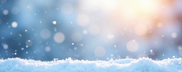Softly falling snowflakes on a serene winter sky, wintry, abstract background, white