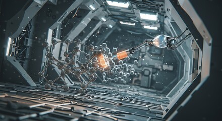 Robot Manipulating Molecular Structure in Futuristic Lab