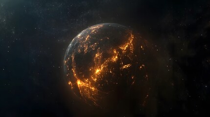 Fototapeta premium Glowing Earth with abstract network connections, symbolizing global connectivity and unity in a vast universe