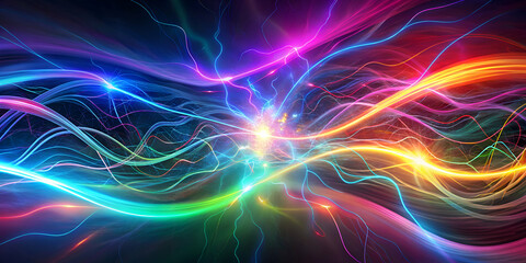 Obraz premium Abstract Art. Glowing Lines and Energy Flow