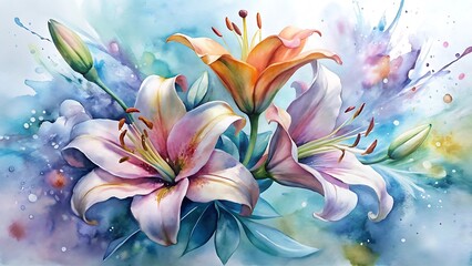 Fototapeta premium watercolor background with flowers