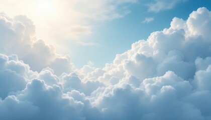 Heavenly Cloudscape: A Breathtaking Aerial View of Cumulus Clouds Illuminated by Sunlight