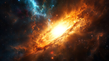 Obraz premium A newborn star forming in a colorful cosmic nebula (2)