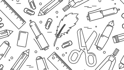 Smart Education A Detailed and Thoughtful Background Illustration Showcasing a Wide Range of School Tools and Learning Icons for a Knowledge-Driven Design.