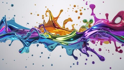 Fototapeta premium Liquid metal Colorful paint splashes.