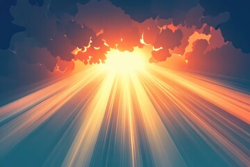 Fototapeta premium A vector illustration of a focused beam of light, resembling a theater spotlight, shining from above on a clear backdrop.