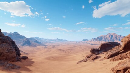 Naklejka premium Vast Desert Landscape under Blue Sky