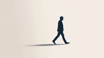 Obraz premium Silhouette of a Businessman Walking Against a Minimalist Background in a Modern Conceptual Design