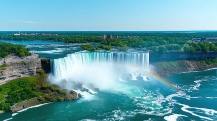 Fototapeta premium Majestic Waterfall with Rainbow