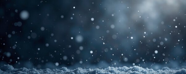 Obraz premium Softly falling snowflakes on dark gray background, frost, flakes, hazy
