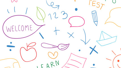 Icons of Knowledge: A Creative and Inspiring Illustration of Various School and Education Elements, Representing the Journey of Learning and Growth