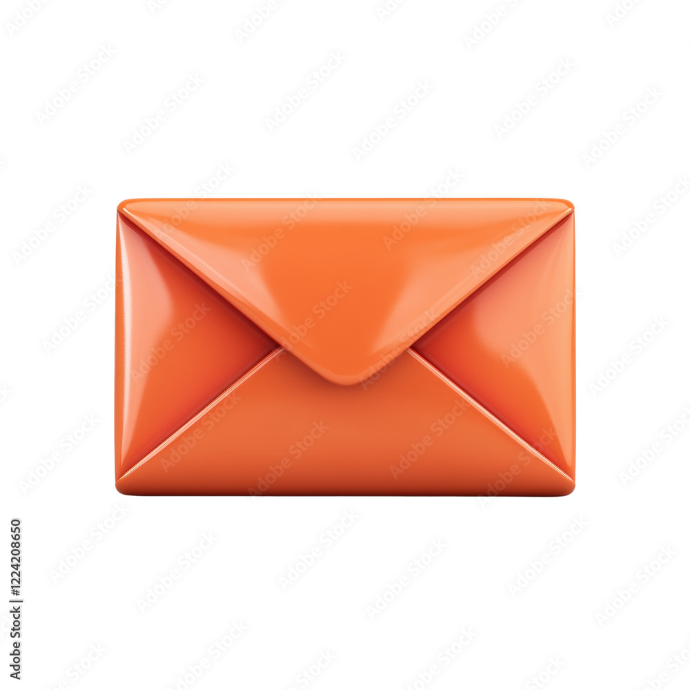 Poster A 3D render of a closed orange envelope,  likely representing email or correspondence.