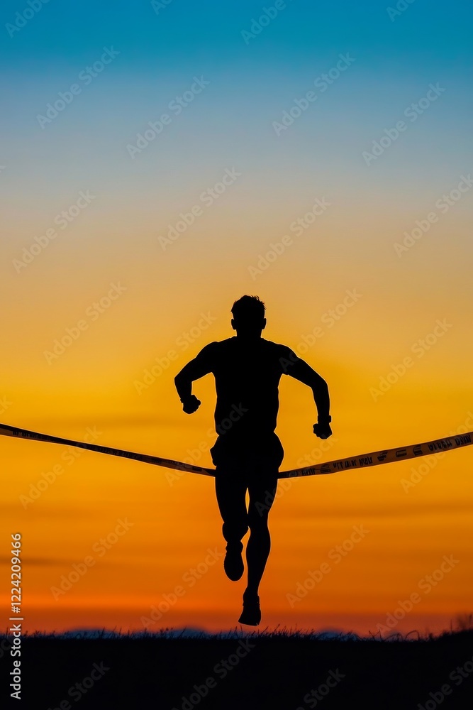 Poster a runner is running across a line in the sand