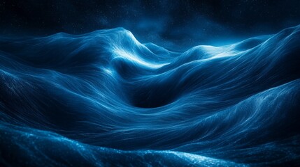 Dreamy mountains under deep blue light and shadow