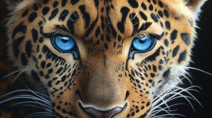 Fototapeta premium Stunning Close Up of a Leopard with Striking Blue Eyes Captivating Wildlife Photography