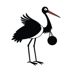 stork with baby vector Illustration