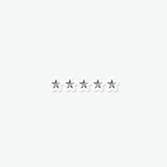 Five stars 5 stars rating icon sticker isolated on gray background