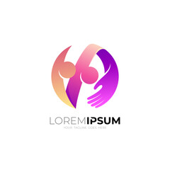 Fototapeta premium social logo with people care design community, charity icons