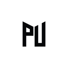 Obraz premium PU monogram logo design letter text name symbol monochrome logotype alphabet character simple logo