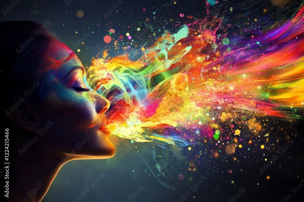 Poster exploring the vibrant essence of emotions through colorful expression and artistic imagination