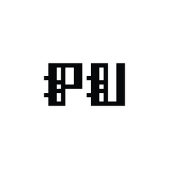 Obraz premium PU monogram logo design letter text name symbol monochrome logotype alphabet character simple logo